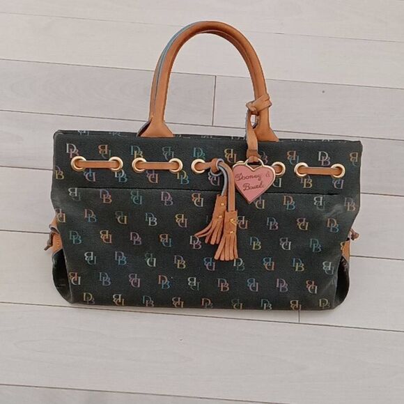Dooney Bourke Women's Signature DB's Canvas Mini Satchel Bag Brown - Picture 1 of 7